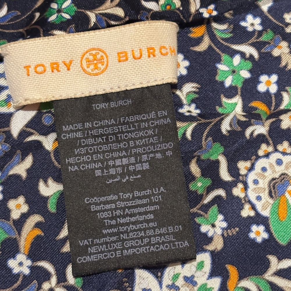 Tory Burch Floral Scarf - Blue and White
